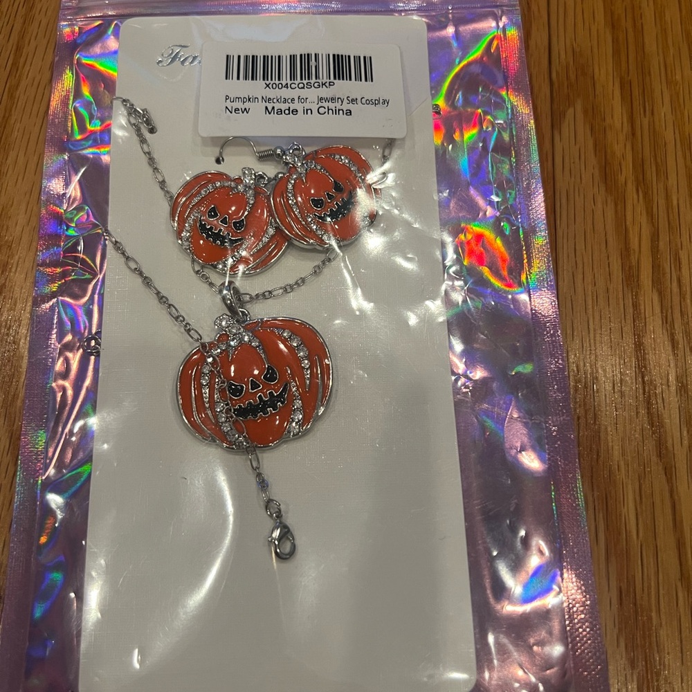 Halloween Pumpkin Necklace earrings